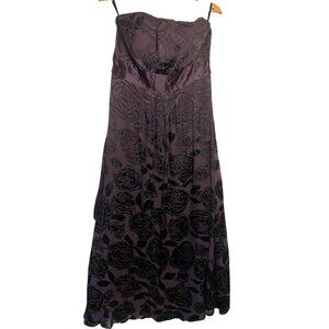 Monsoon SZ10 Floral Babydoll Maxi Dress Velvet Rose Burn Out Satin Prom Formal